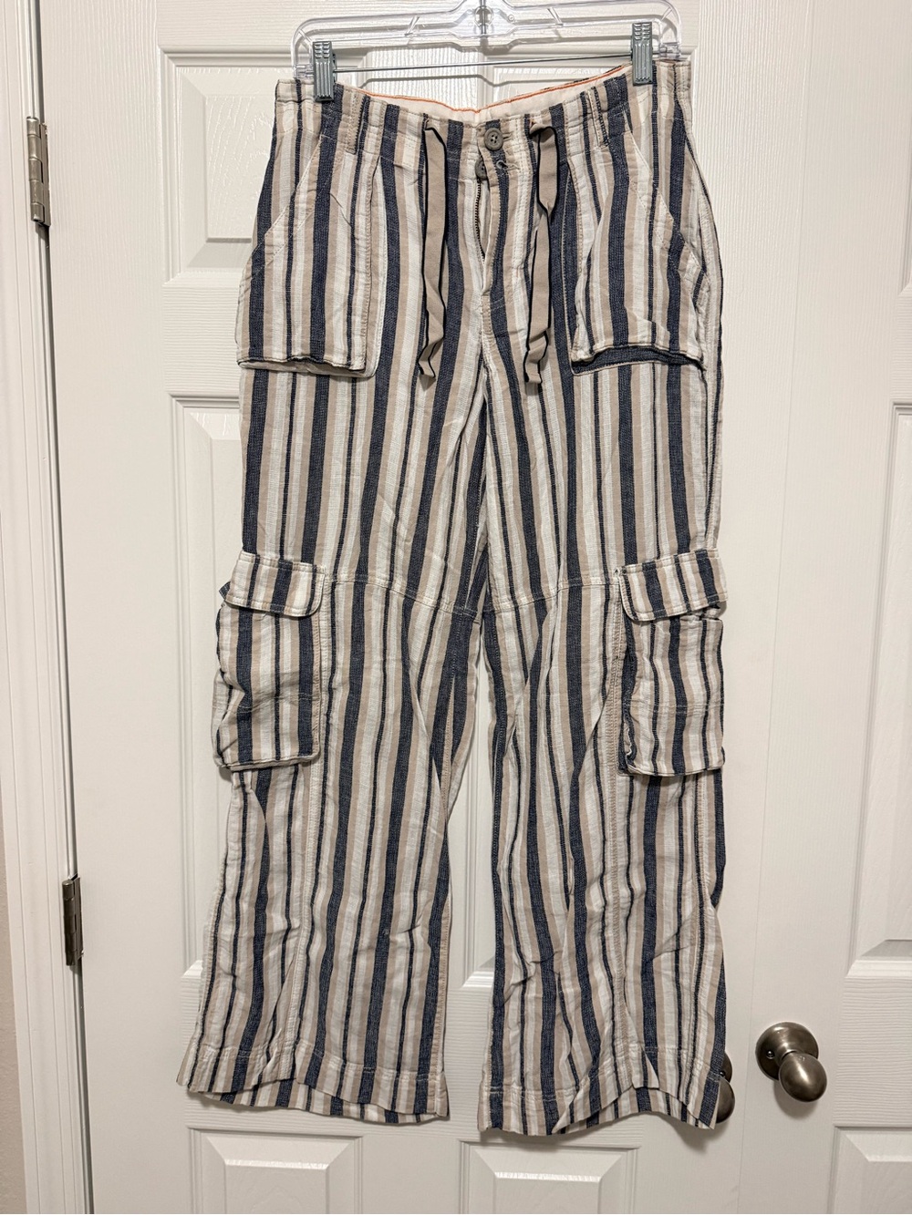 Striped Navy and White Cargo Pants